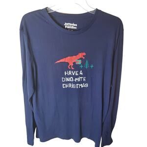 Jammies for Families Have a Dino-Mite Christmas Lounge Sleeve Tee, Mens Medium